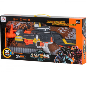 تفنگ اسباب بازی بزرگ خاکستری-نارنجی با گلوله های فومی مدل Star Game Gun -اسباب بازی